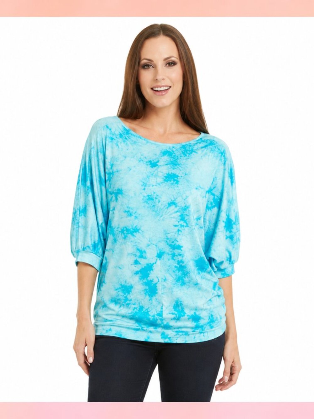 Sonoma XXL Tie-Dye Drawstring Lounge Sweatshirt Teal Blue Pullover Top